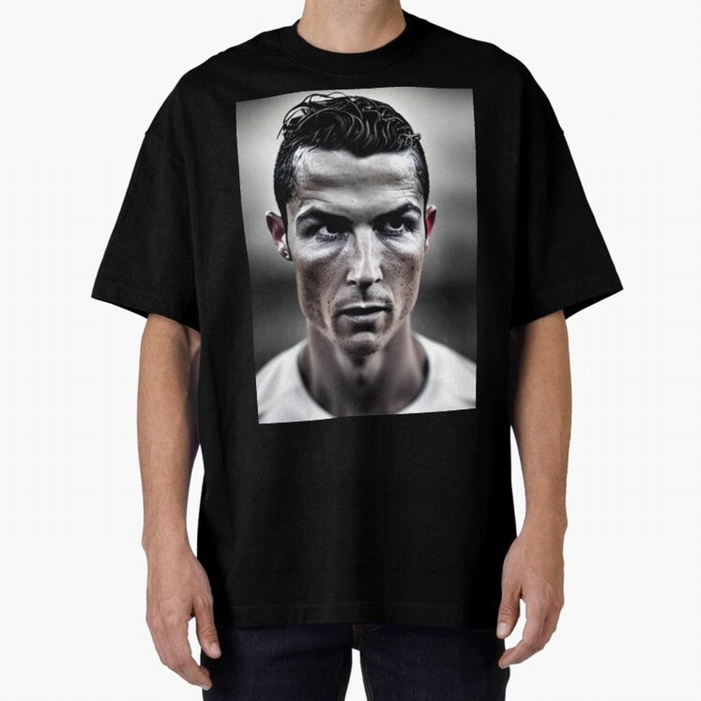 Cristiano Ronaldo Portrait Oversized T-Shirt Join the Global Buzz around FIFA World Cup 2026 Connected to Mbappe, France Energy, Supporter Pride, Iconic Celebrations, Legendary Names and Global Match Day Energy; Ideal for Passionate Fans Who Love