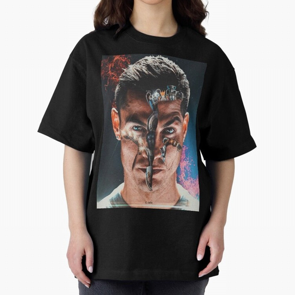 CR7 Career Titles+Ballon (x5) Oversized T-Shirt Show Love for Legendary Goals in Match Day Hype around FIFA World Cup 2026, Neymar, Haaland and Cristiano Ronaldo, Portugal, Spain and Germany, Goal Celebration Energy, Supporter Heritage, Football