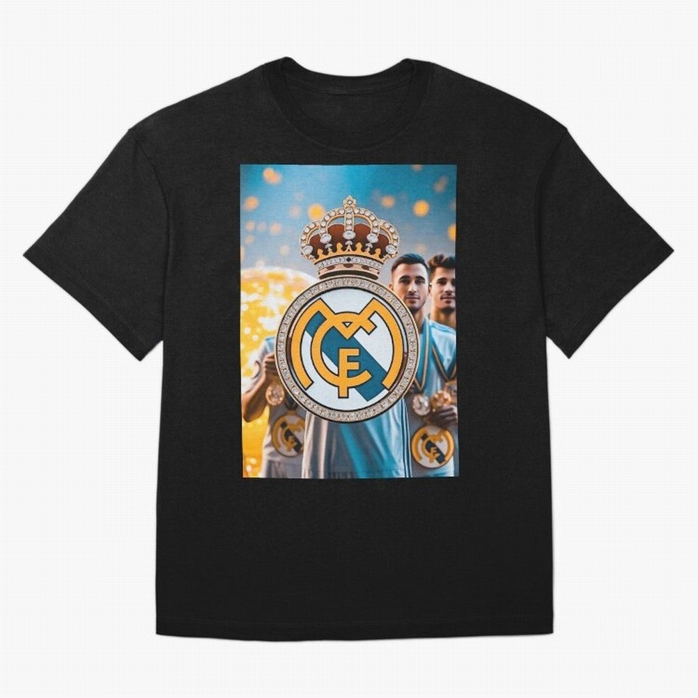 El Medall¨®n Del Real Madrid Oversized T-Shirt Show Match Day Excitement for FIFA World Cup 2026 Spirit, with England, Messi and Cristiano Ronaldo, Football Festival Excitement, Trophy Ambitions, Country Rivalries and Star Player Buzz; Made for Die