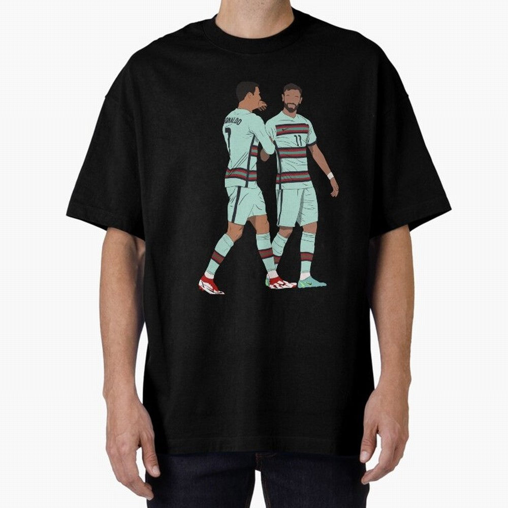 Cristiano Ronaldo & Bruno Fernandes Portugal Oversized T-Shirt Make Every Kick Count in Global Football Passion for FIFA World Cup 2026, Centered on Cristiano Ronaldo, Portugal, Spain and Germany, Football Festival Excitement, Trophy Ambitions,