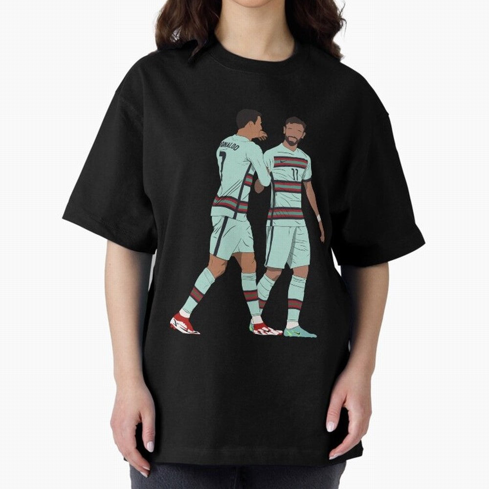 Cristiano Ronaldo & Bruno Fernandes Portugal Oversized T-Shirt Make Every Kick Count in Global Football Passion for FIFA World Cup 2026, Centered on Cristiano Ronaldo, Portugal, Spain and Germany, Football Festival Excitement, Trophy Ambitions,