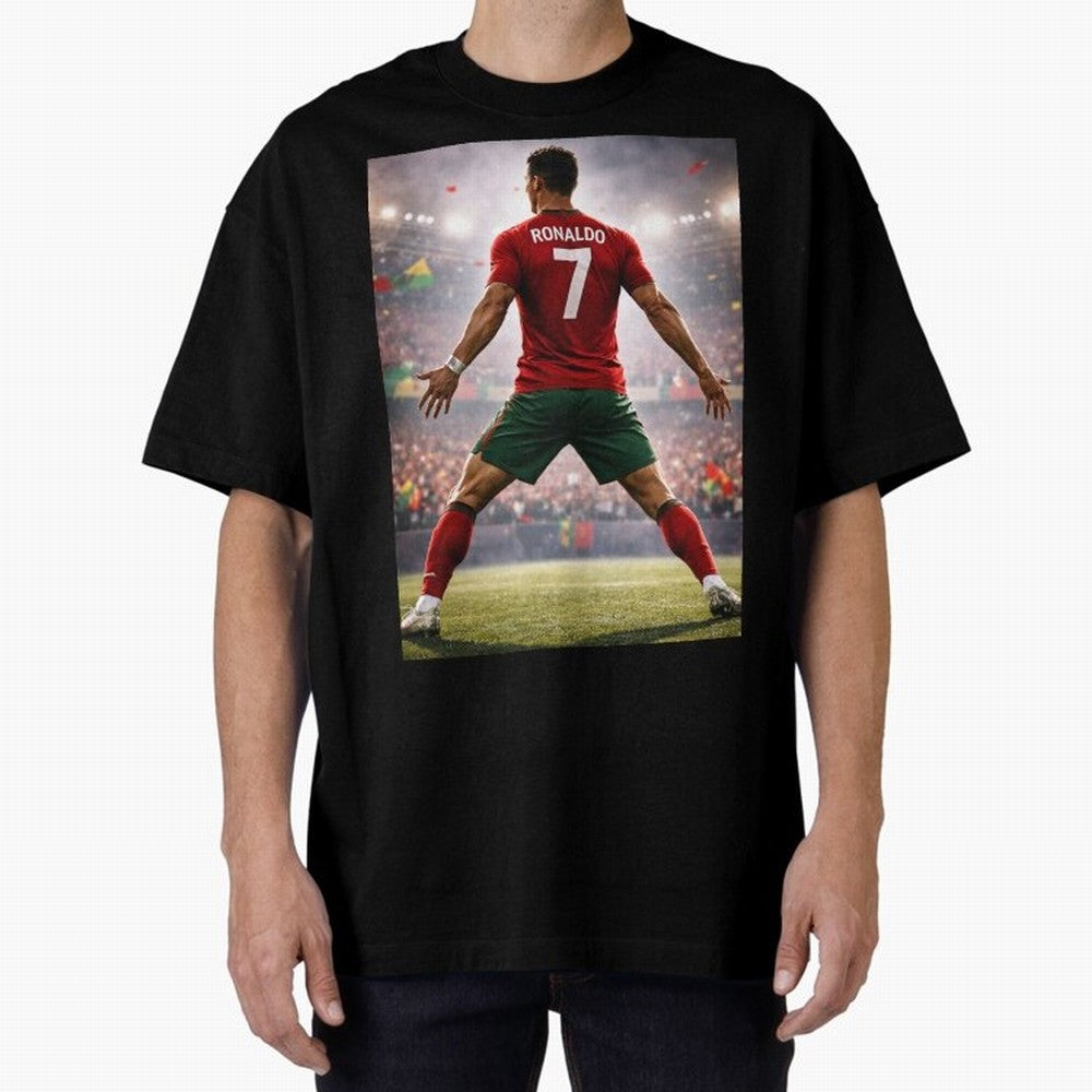 Cristiano Ronaldo Portuguese Legend Number Seven SIUUU Oversized T-Shirt Celebrate Global Football Passion for FIFA World Cup 2026 Group Stage, Capturing CR7 and Messi, England, Supporter Pride, Iconic Celebrations, Legendary Names and Global Match