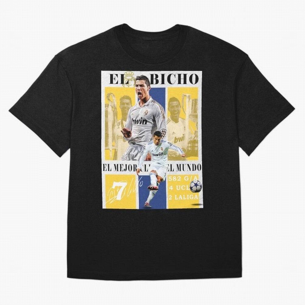 Cristiano Ronaldo Real Madrid Wall Art Oversized T-Shirt Live for the Drama of Global Football Passion for FIFA World Cup 2026 Group Stage, Capturing Messi, CR7 and Mbappe, Portugal, Spain and Germany, Match Day Excitement, Supporter Culture,