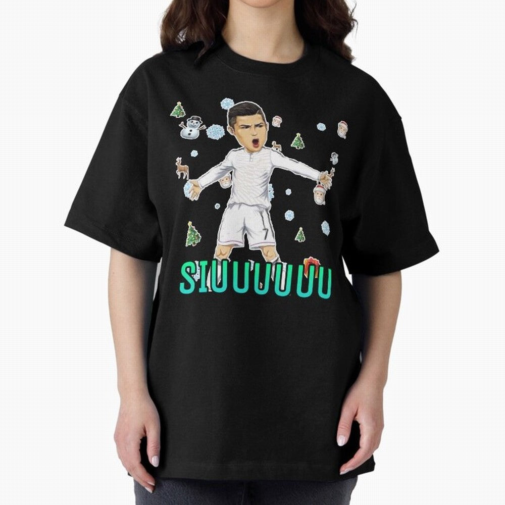 Siuuu christmas CR7 Oversized T-Shirt Join Global Football Passion for FIFA World Cup 2026, Capturing Neymar, Argentina, Vintage Soccer Flavor, Modern Football Stars, National Flags and Final Night Emotion; Ideal for Passionate Fans Who Love