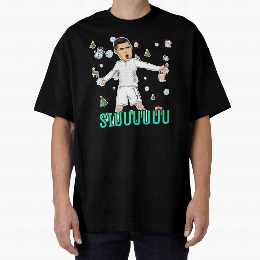 Siuuu christmas CR7 Oversized T-Shirt Join Global Football Passion for FIFA World Cup 2026, Capturing Neymar, Argentina, Vintage Soccer Flavor, Modern Football Stars, National Flags and Final Night Emotion; Ideal for Passionate Fans Who Love