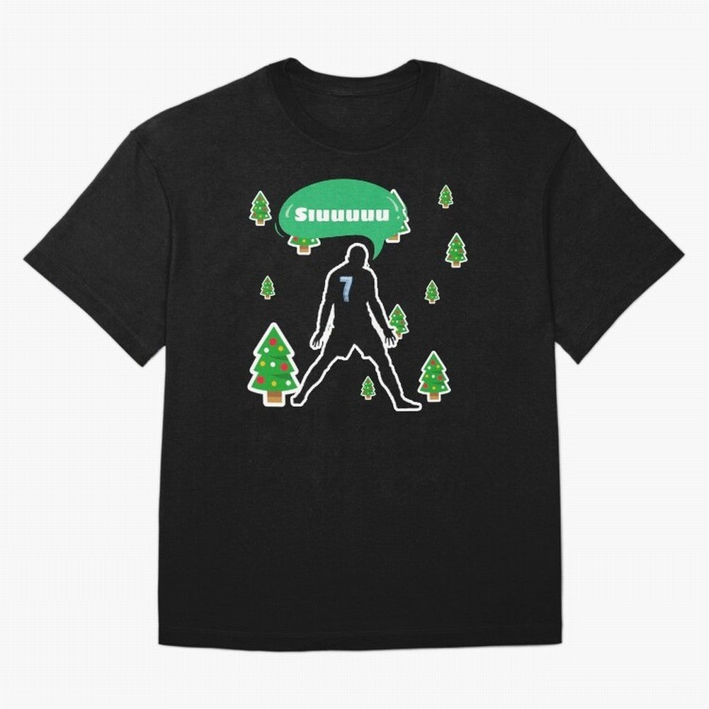 Christmas siuuu Cristiano ronaldo Oversized T-Shirt Show Championship Spirit for FIFA World Cup 2026 Capturing Haaland and Mbappe, Spain and Netherlands Energy, Football Festival Excitement, Trophy Ambitions, Country Rivalries and Star Player Buzz;