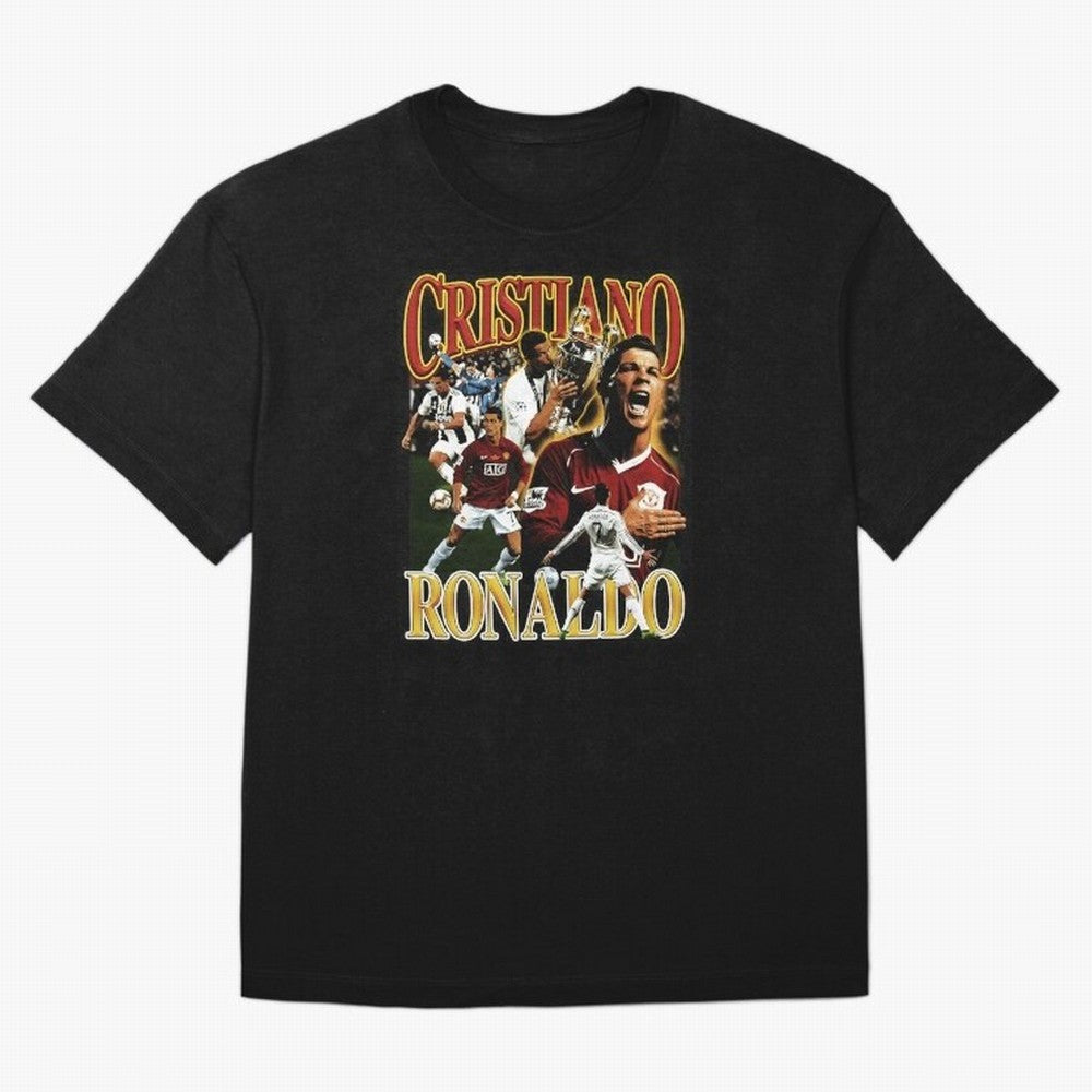 Cristiano Ronaldo Retro Collage Oversized T-Shirt Feel the Roar of Match Day Hype around FIFA World Cup 2026, Messi and Cristiano Ronaldo, England and Germany, Sports Nostalgia, International Competition, Famous Players and Unforgettable Victories;