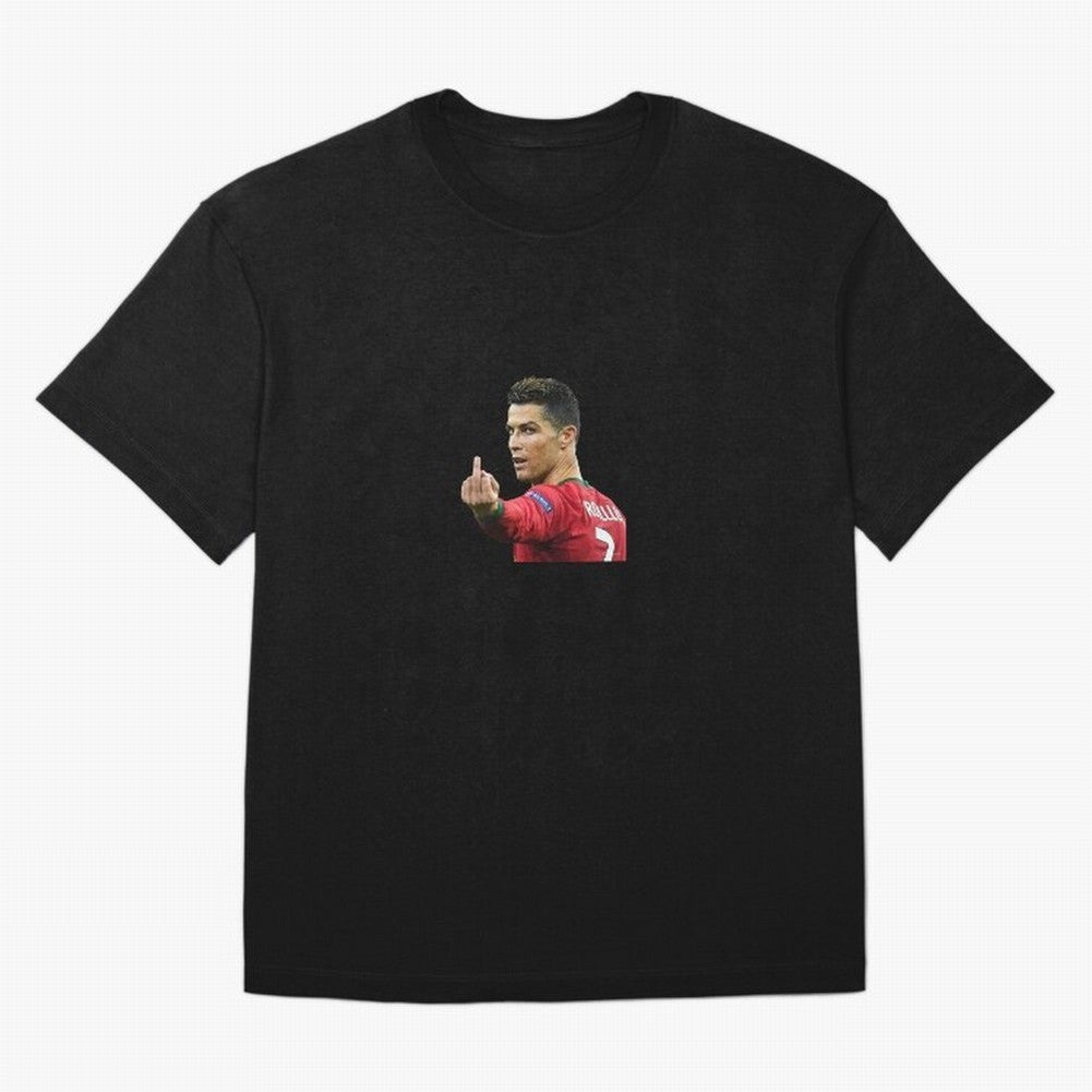 Cristiano ronaldo showing middle finger Oversized T-Shirt Celebrate Football Heritage in FIFA World Cup 2026 USA Canada Mexico Inspired by CR7 and Messi, France Energy, Game Day Rituals, Football Legends, Country Pride and the Road to the Final;