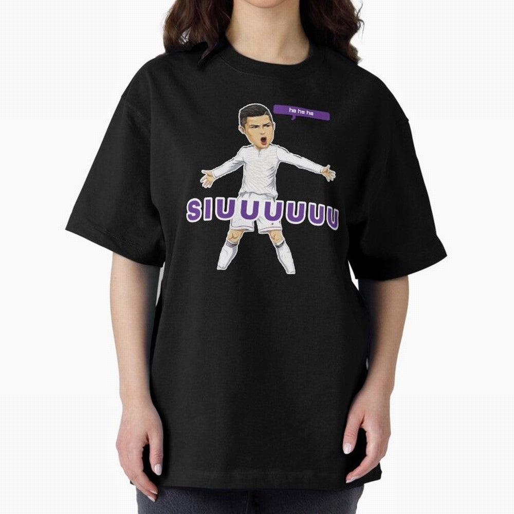 Hehehe siuuu Oversized T-Shirt Support the Legends of Global Football Passion for FIFA World Cup 2026 Group Stage, Centered on Cristiano Ronaldo, Haaland and CR7, England and Germany, Championship Spirit, Famous Goals, Roaring Crowds and