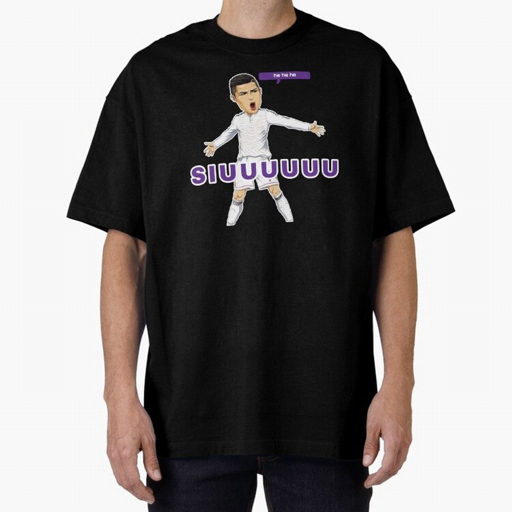 Hehehe siuuu Oversized T-Shirt Support the Legends of Global Football Passion for FIFA World Cup 2026 Group Stage, Centered on Cristiano Ronaldo, Haaland and CR7, England and Germany, Championship Spirit, Famous Goals, Roaring Crowds and