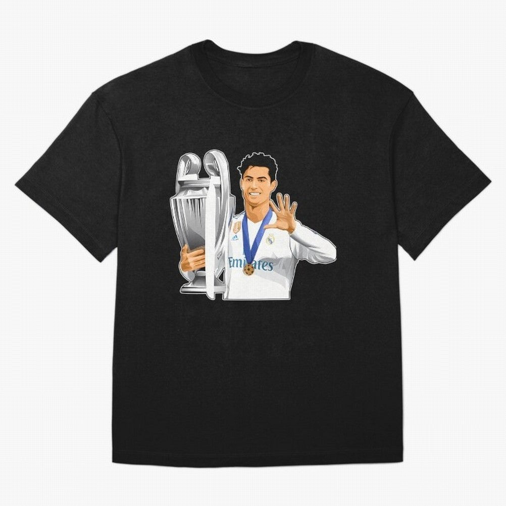 Ronaldo Throphy Oversized T-Shirt Honor the Beautiful Game during Match Day Hype around FIFA World Cup 2026 USA Canada Mexico, Cristiano Ronaldo, Haaland and CR7, England and Germany, Football Festival Excitement, Trophy Ambitions, Country
