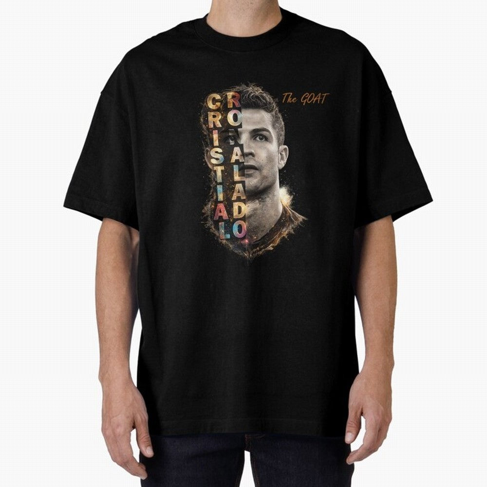 Cristiano Ronaldo Multicolor GOAT Oversized T-Shirt Treasure Match Day Hype around FIFA World Cup 2026 Group Stage, Messi, Brazil, Tournament Hype, Historic Matchups, Family Viewing Parties and Global Sports Pride; Made for Die Hard Supporters,