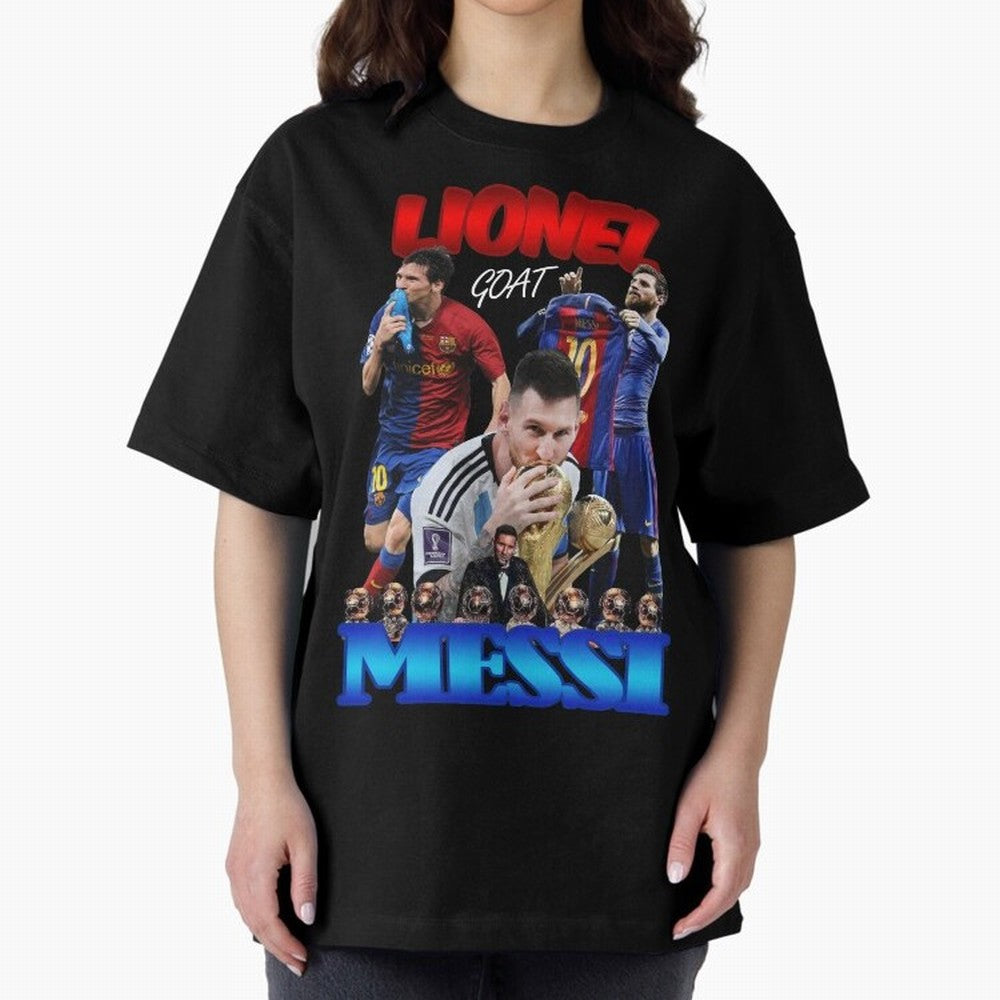 Lionel Messi GOAT: Barcelona & Argentina Oversized T-Shirt Celebrate Global Passion for FIFA World Cup 2026 Group Stage Spirit, Filled with Argentina, France and Brazil, Cristiano Ronaldo, Stadium Memories, Football Loyalty, International Chants