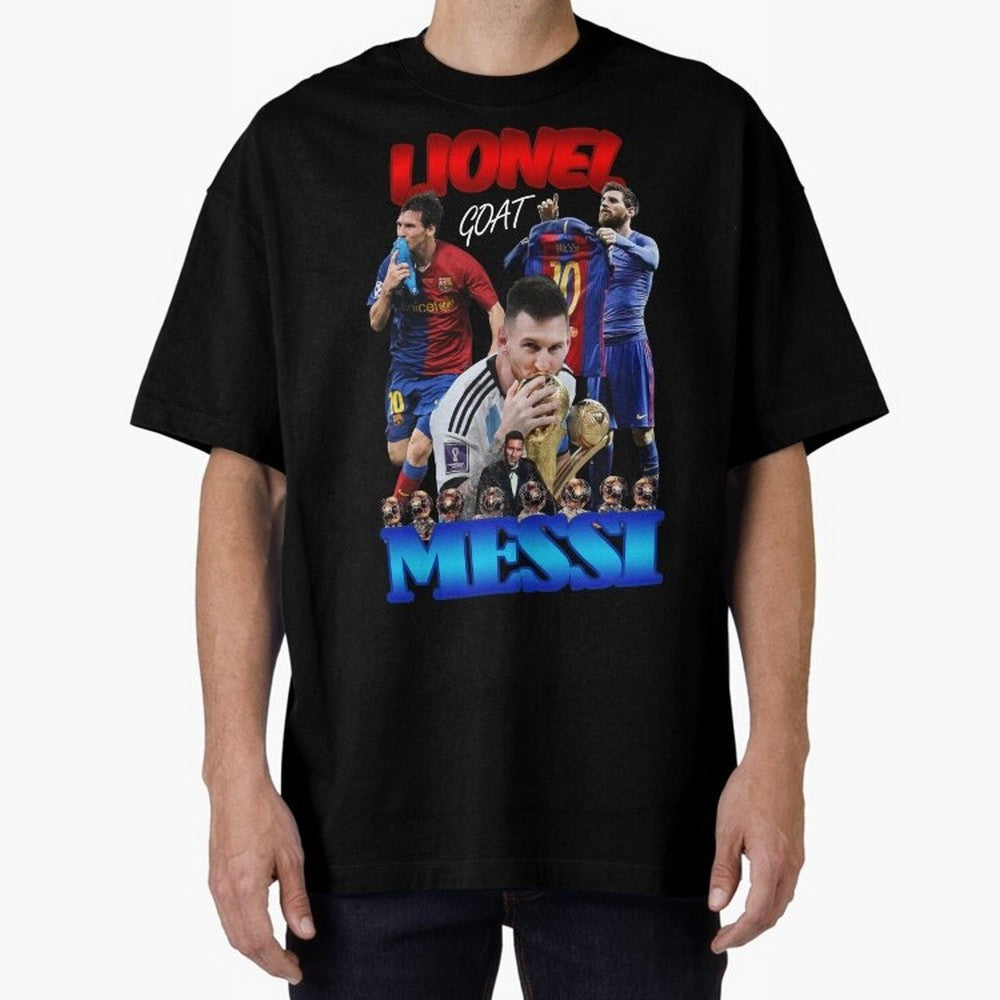 Lionel Messi GOAT: Barcelona & Argentina Oversized T-Shirt Celebrate Global Passion for FIFA World Cup 2026 Group Stage Spirit, Filled with Argentina, France and Brazil, Cristiano Ronaldo, Stadium Memories, Football Loyalty, International Chants