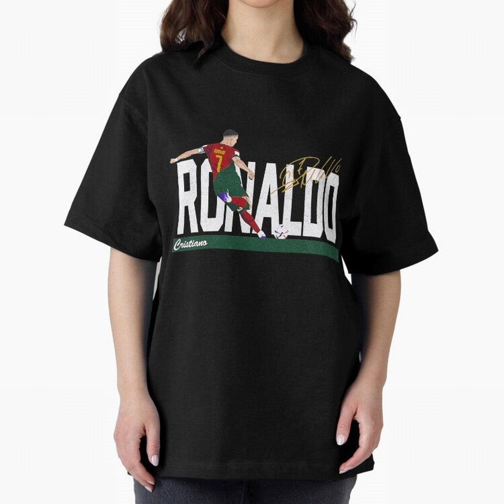 Cristiano Ronaldo Portugal Jersey -Last World Cup 2 Vintage Style Oversized T-Shirt Celebrate Every Goal in FIFA World Cup 2026 for Fans of Neymar, Haaland and Cristiano Ronaldo and France, Bringing Stadium Memories, Football Loyalty, International