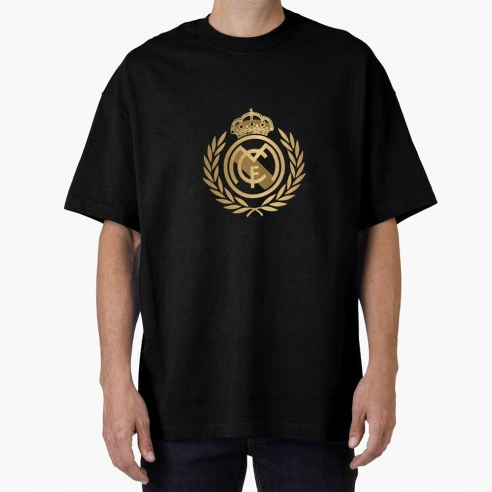 REAL MADRID GOLDEN Oversized T-Shirt Show Championship Spirit for FIFA World Cup 2026 for Fans of Cristiano Ronaldo, Haaland and CR7 and Argentina and Brazil, Bringing Soccer Culture, Superstar Moments, National Team Dreams and Competitive Fire;