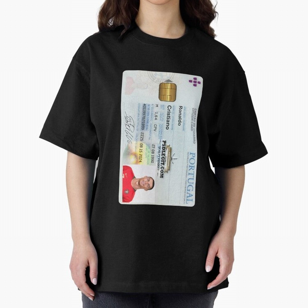Cristiano Ronaldo CARD ID Oversized T-Shirt Bring Stadium Energy to the FIFA World Cup 2026 Group Stage Journey through Messi and Cristiano Ronaldo Highlights, England, France and Netherlands Pride, Fan Favorite Moments, National Team Passion, Big