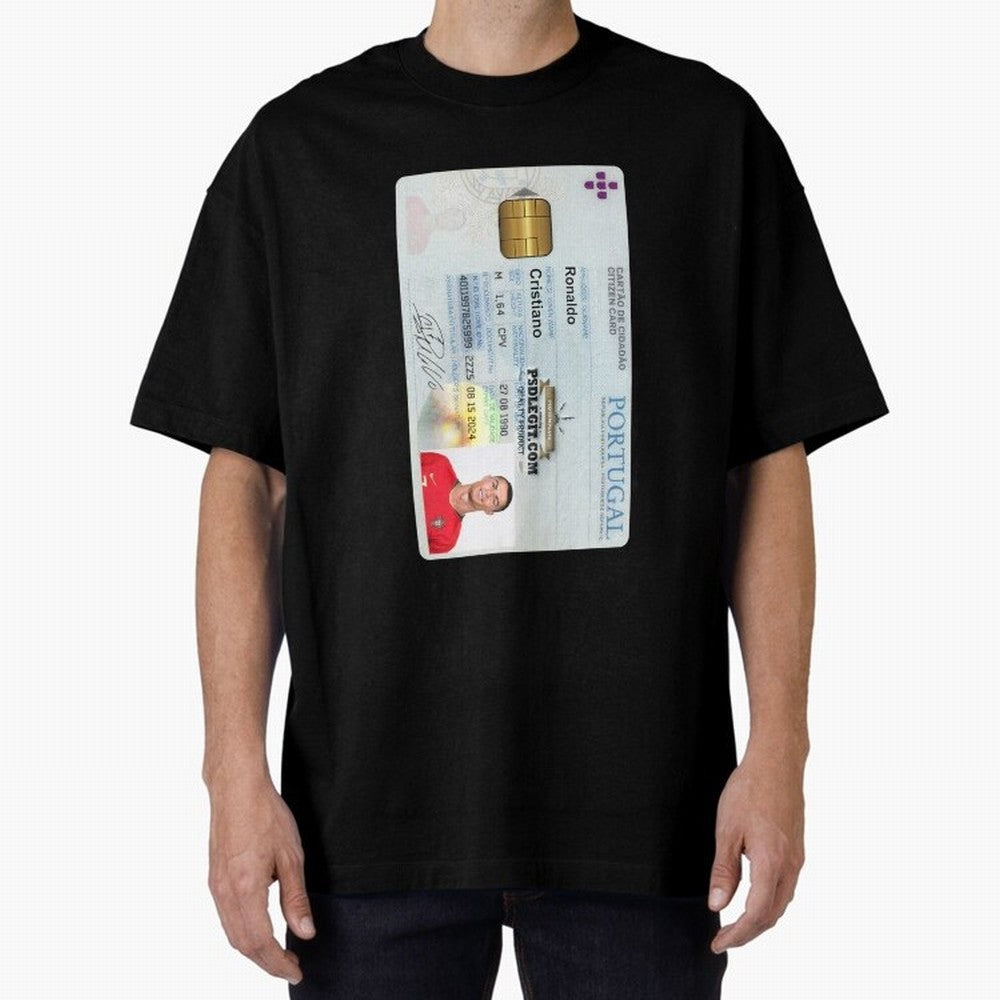 Cristiano Ronaldo CARD ID Oversized T-Shirt Bring Stadium Energy to the FIFA World Cup 2026 Group Stage Journey through Messi and Cristiano Ronaldo Highlights, England, France and Netherlands Pride, Fan Favorite Moments, National Team Passion, Big