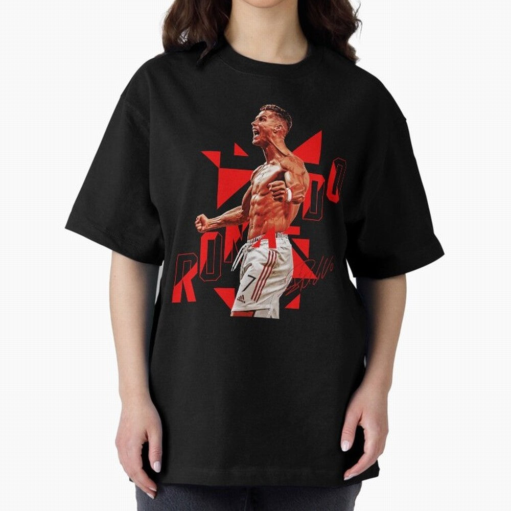 Cristiano Ronaldo Oversized T-Shirt Honor Football Greatness during FIFA World Cup 2026 for Fans of Messi and Cristiano Ronaldo and France and Portugal, Bringing Soccer Culture, Superstar Moments, National Team Dreams and Competitive Fire; Built