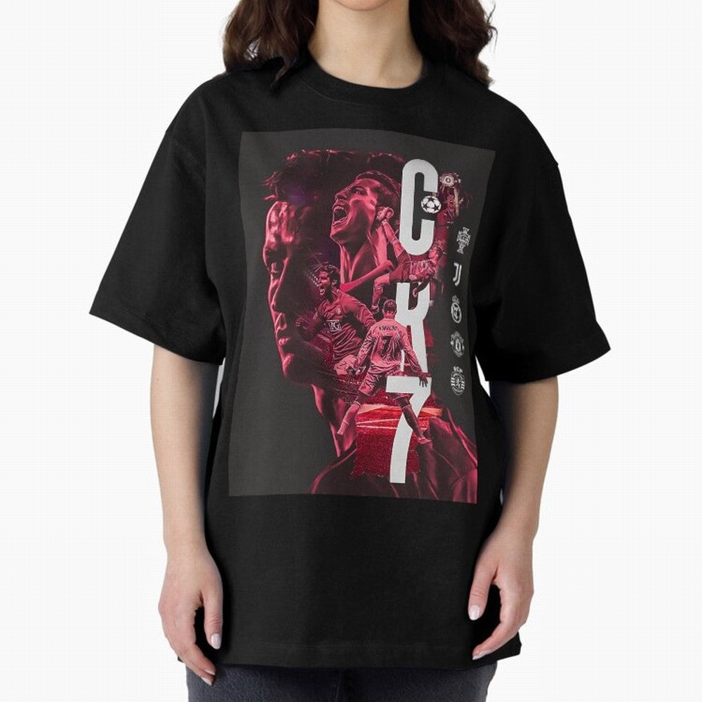 CR7 Oversized T-Shirt Bring World Football Passion into Match Day Hype around FIFA World Cup 2026 USA Canada Mexico, Cristiano Ronaldo, Haaland and CR7, France, Vintage Soccer Flavor, Modern Football Stars, National Flags and Final Night Emotion;