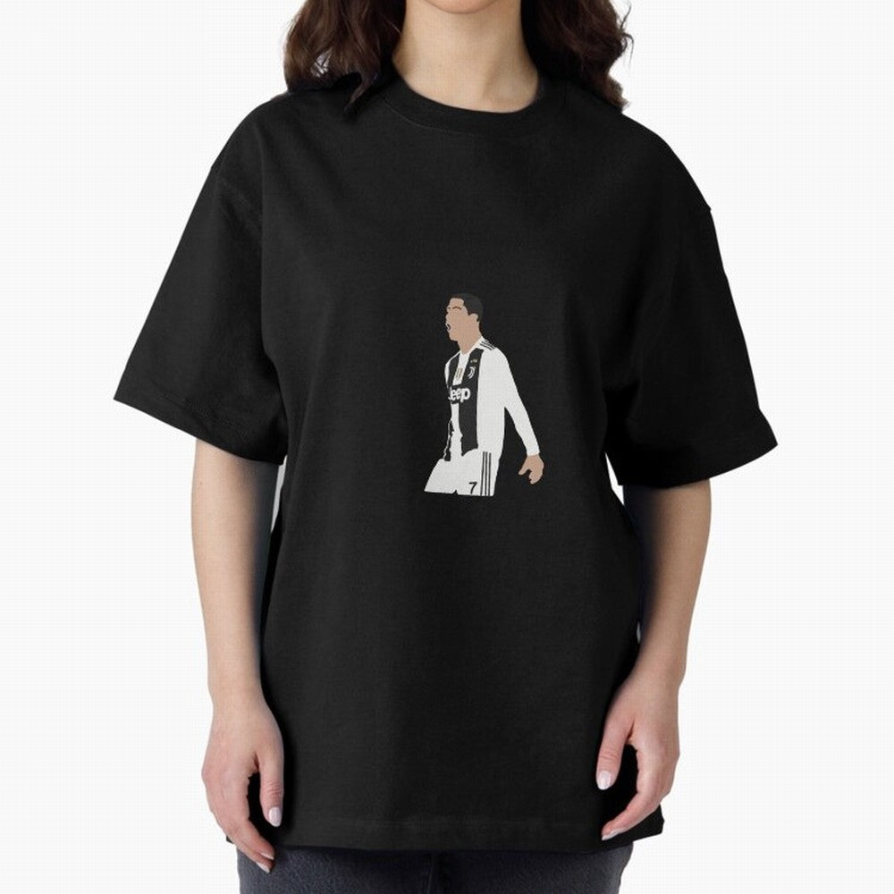 Juventus Cristiano Ronaldo Cartoon Oversized T-Shirt Show Your Love for the FIFA World Cup 2026 USA Canada Mexico Journey through Messi Highlights, England Pride, Classic Soccer Heritage, Championship Pressure, Fan Loyalty and International Pride;