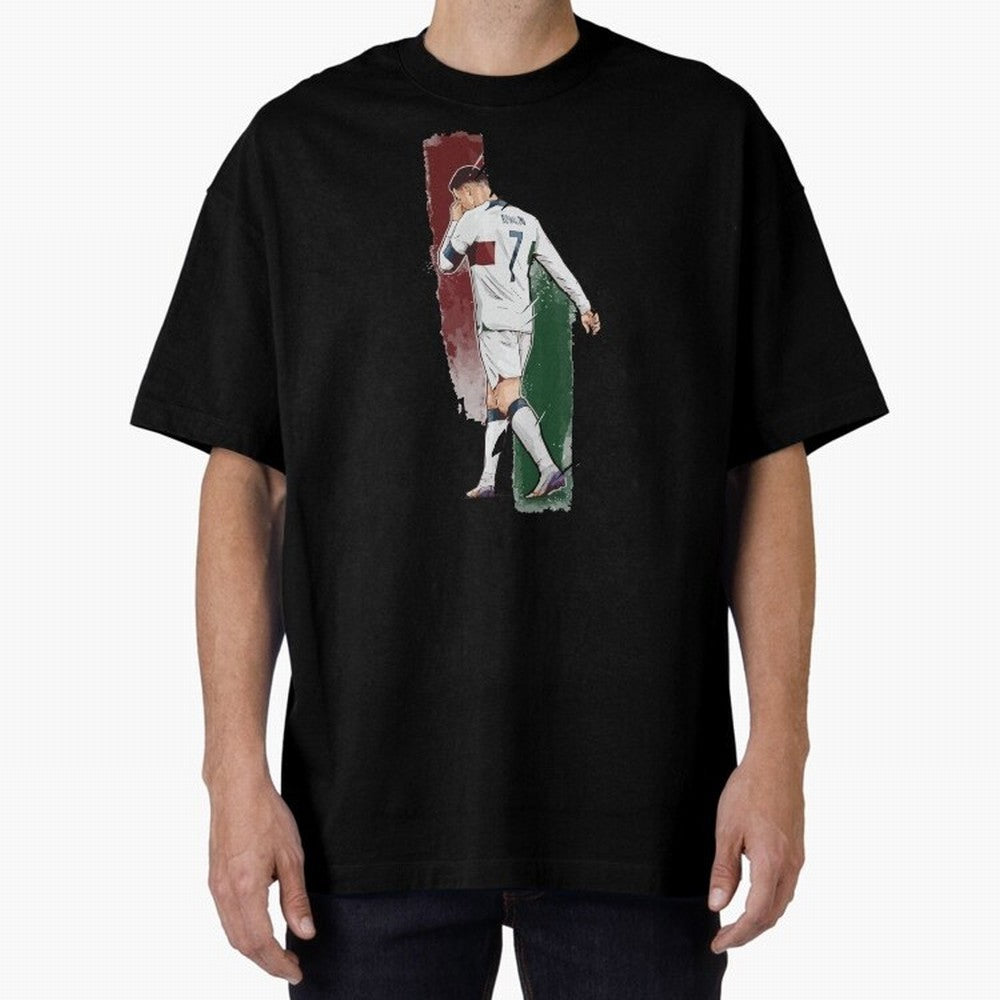 Ronaldo Crying World Cup 2022 Oversized T-Shirt Bring Supporter Culture to Global Football Passion for FIFA World Cup 2026 Group Stage, Featuring Messi and Cristiano Ronaldo, Brazil, Portugal and Argentina, Supporter Pride, Iconic Celebrations,