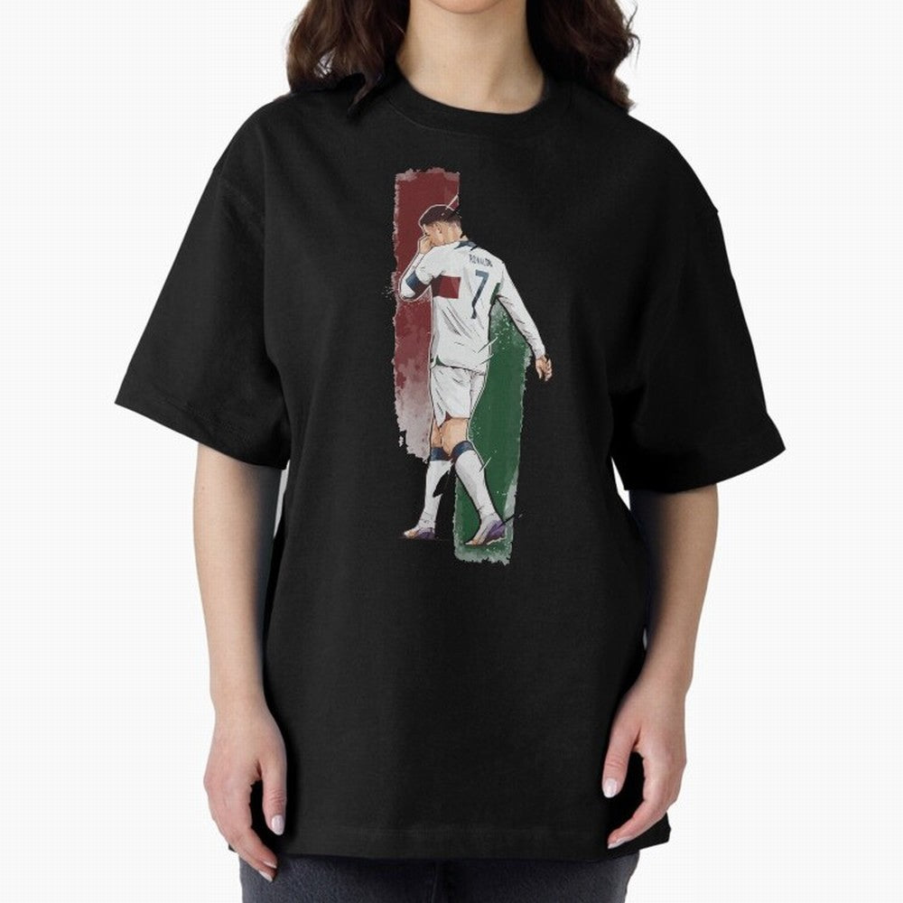 Ronaldo Crying World Cup 2022 Oversized T-Shirt Bring Supporter Culture to Global Football Passion for FIFA World Cup 2026 Group Stage, Featuring Messi and Cristiano Ronaldo, Brazil, Portugal and Argentina, Supporter Pride, Iconic Celebrations,