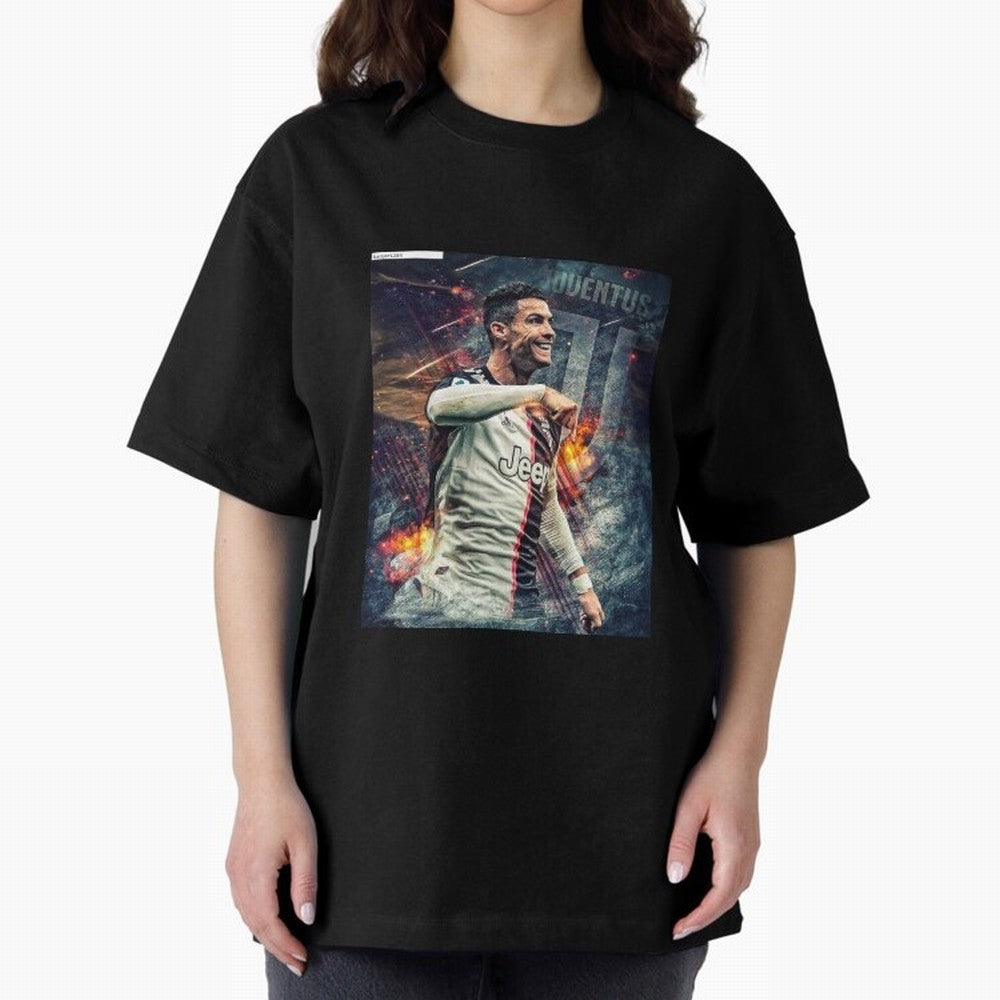 Wallpaper Cristiano Ronaldo Oversized T-Shirt Support the FIFA World Cup 2026 Journey through Haaland and Mbappe Highlights, France and Portugal Pride, Supporter Pride, Iconic Celebrations, Legendary Names and Global Match Day Energy; Made for