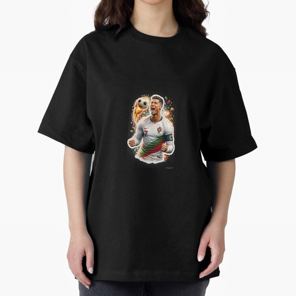 Ronaldo Winning Moment Oversized T-Shirt Back the Journey through FIFA World Cup 2026 Group Stage for Fans of Haaland and Mbappe and Spain, Bringing Champion Mindset, Group Stage Buzz, Knockout Tension and Passionate Fan Culture; Perfect for People