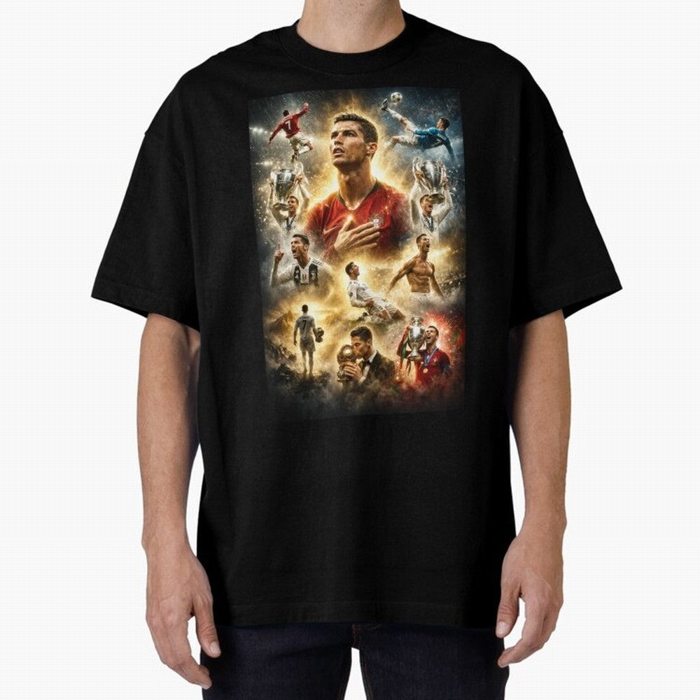 Cristiano Ronaldo Oversized T-Shirt Make Every Match About Global Football Passion for FIFA World Cup 2026, Driven by Cristiano Ronaldo, Brazil, Portugal and Argentina, Sports Nostalgia, International Competition, Famous Players and Unforgettable