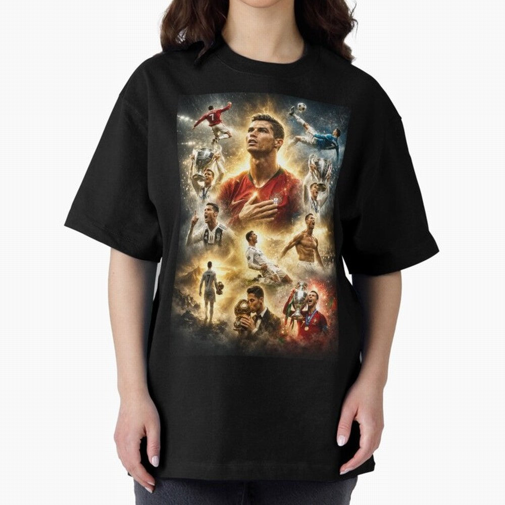 Cristiano Ronaldo Oversized T-Shirt Make Every Match About Global Football Passion for FIFA World Cup 2026, Driven by Cristiano Ronaldo, Brazil, Portugal and Argentina, Sports Nostalgia, International Competition, Famous Players and Unforgettable