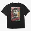 Cristiano Vintage Warned Japanese Poster Oversized T-Shirt Celebrate Supporters United by Global Football Passion for FIFA World Cup 2026, Connected to Messi, CR7 and Mbappe, Portugal, Spain and Germany, Fan Favorite Moments, National Team Passion,