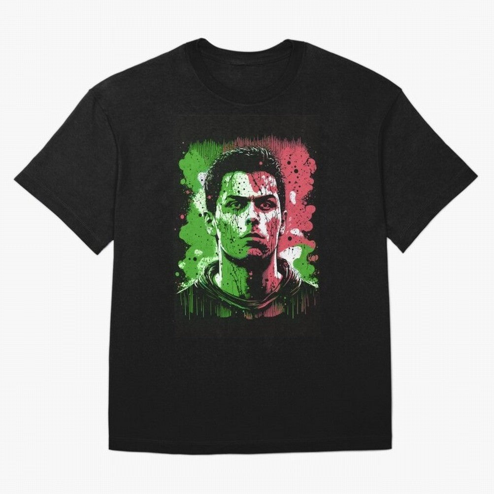 Cristiano Ronaldo Oversized T-Shirt Bring Champion Energy into Global Football Passion for FIFA World Cup 2026 Group Stage, Highlighting Haaland and Mbappe, France, Retro Football Energy, Iconic Rivalries, Trophy Chase Drama and Stadium Atmosphere;