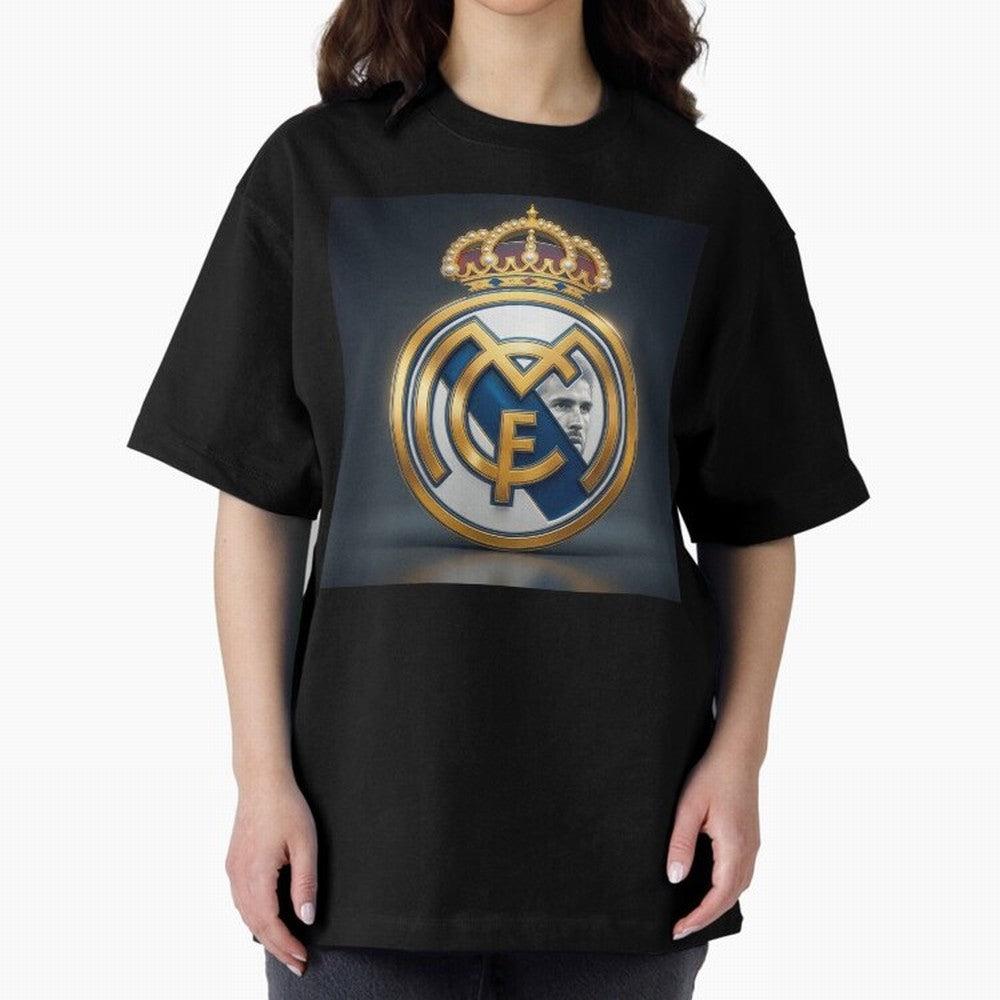 Figuras Madridistas Oversized T-Shirt Turn Football Passion into FIFA World Cup 2026 USA Canada Mexico Spirit, Centered on Spain and Netherlands, Mbappe, Goal Celebration Energy, Supporter Heritage, Football Icons and Worldwide Tournament Joy;