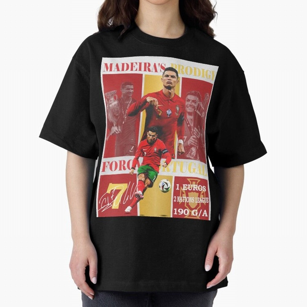 Cristiano Ronaldo Portugal Poster - Madeira's Prodigy CR7 Fan Art Print Oversized T-Shirt Keep the Legacy of the FIFA World Cup 2026 Group Stage Journey through Mbappe and Neymar Highlights, Brazil, Portugal and Argentina Pride, Global Supporter