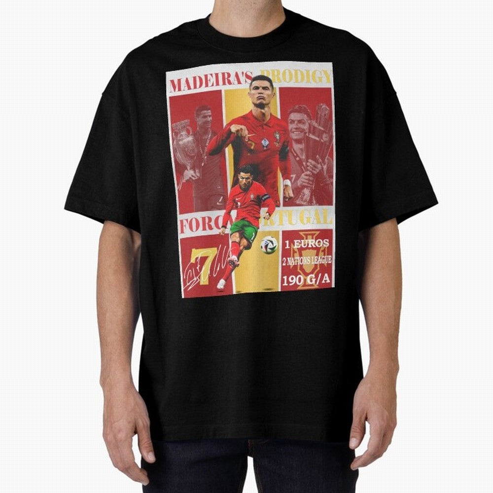 Cristiano Ronaldo Portugal Poster - Madeira's Prodigy CR7 Fan Art Print Oversized T-Shirt Keep the Legacy of the FIFA World Cup 2026 Group Stage Journey through Mbappe and Neymar Highlights, Brazil, Portugal and Argentina Pride, Global Supporter