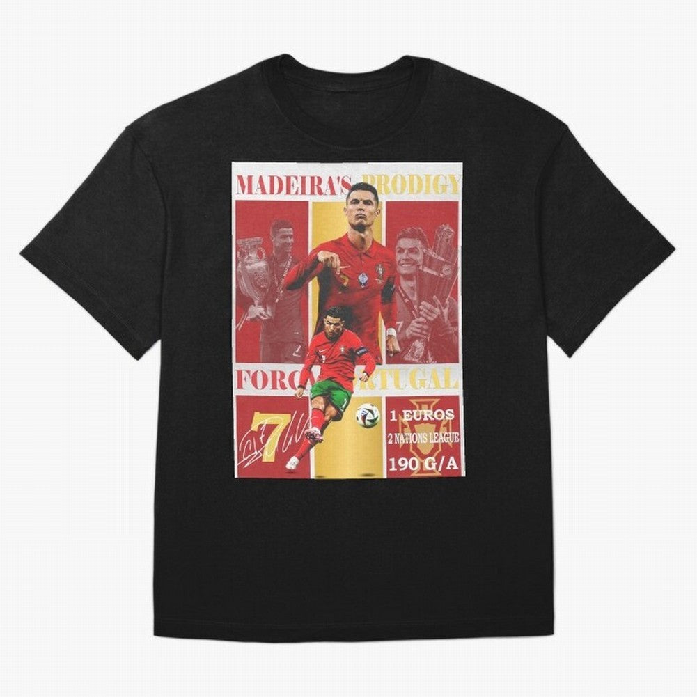 Cristiano Ronaldo Portugal Poster - Madeira's Prodigy CR7 Fan Art Print Oversized T-Shirt Keep the Legacy of the FIFA World Cup 2026 Group Stage Journey through Mbappe and Neymar Highlights, Brazil, Portugal and Argentina Pride, Global Supporter