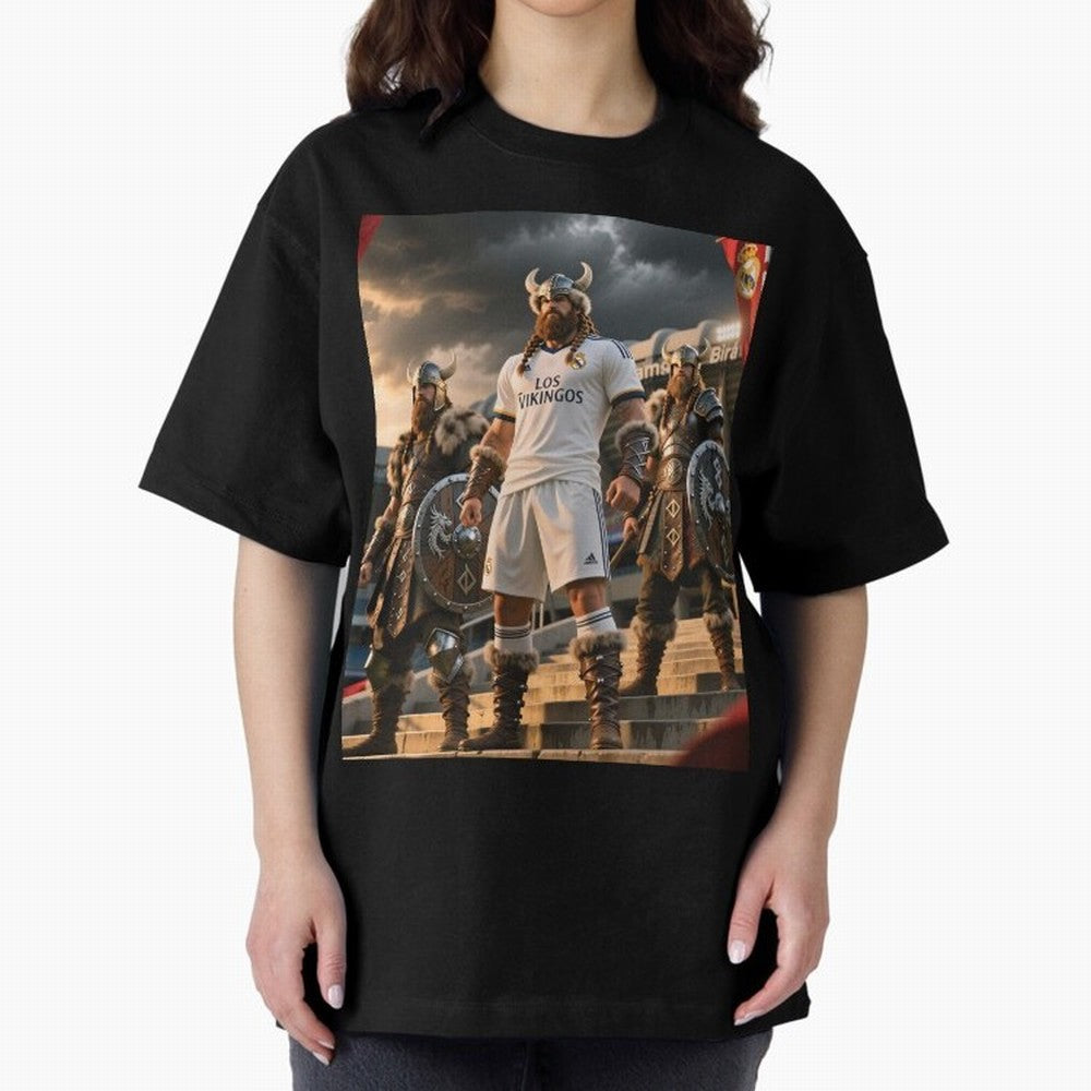 Los Vikingos del Bernab¨¦u Oversized T-Shirt Celebrate Unforgettable Nights in Global Football Passion for FIFA World Cup 2026, Capturing Neymar, Haaland and Cristiano Ronaldo, Spain and Netherlands, Football Festival Excitement, Trophy Ambitions,