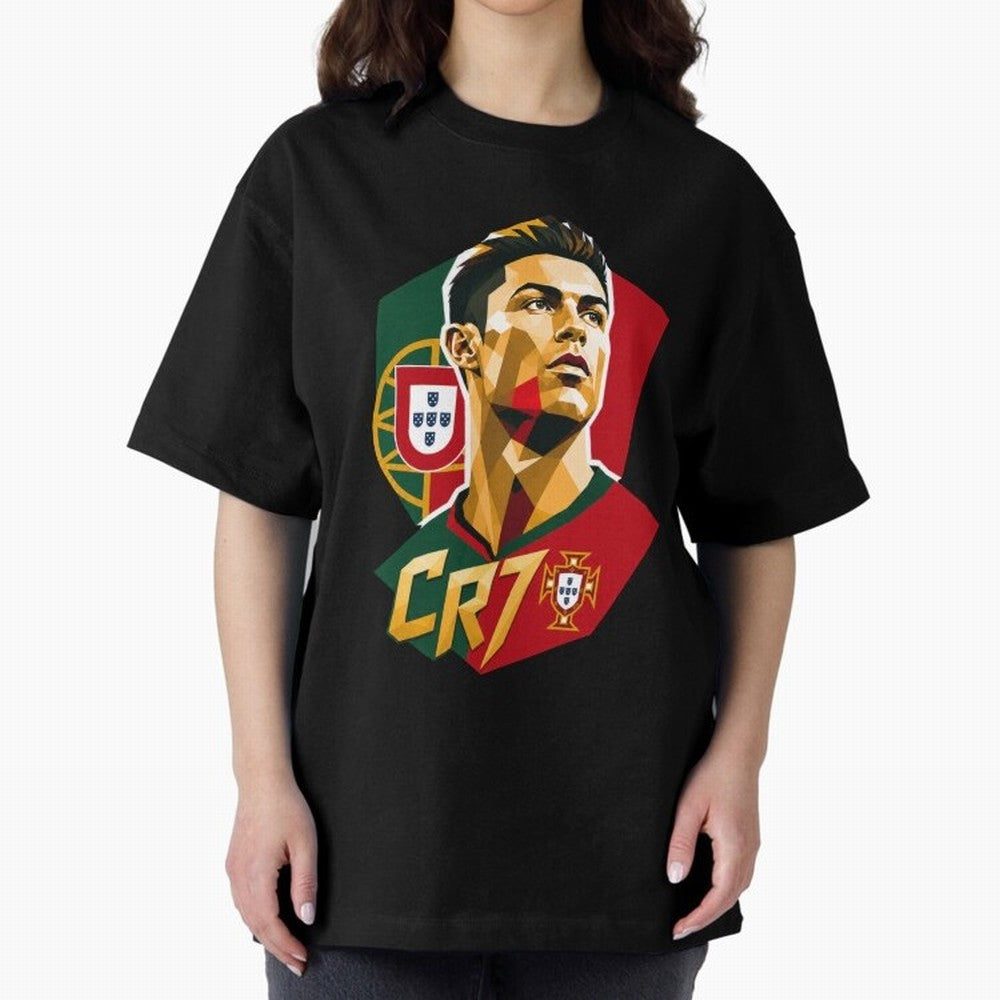 CR7 Art Print Oversized T-Shirt Bring a Champion Mindset to FIFA World Cup 2026 Group Stage for Fans of Mbappe and Neymar and Netherlands, Bringing Champion Mindset, Group Stage Buzz, Knockout Tension and Passionate Fan Culture; Perfect for Fans,
