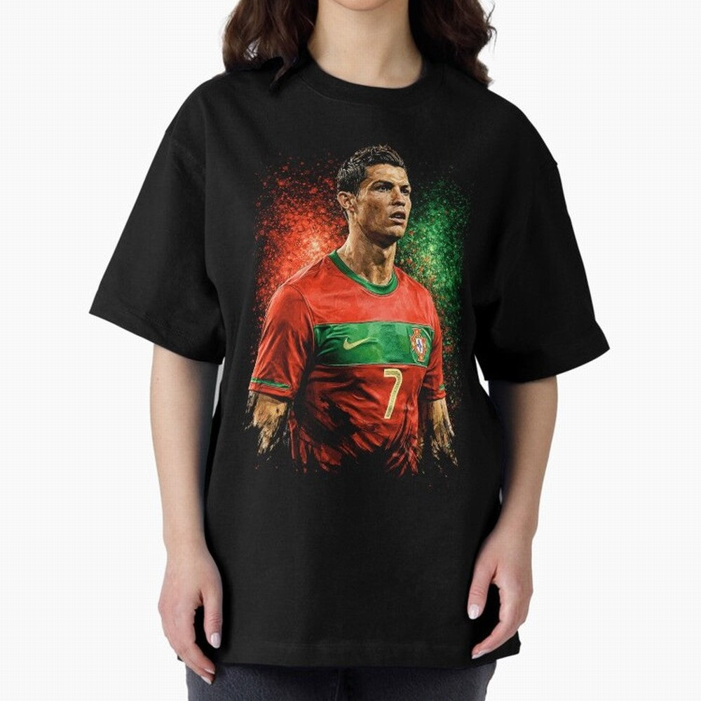 Cristiano Ronaldo Football Legend Oversized T-Shirt Celebrate Global Passion for Match Day Hype around FIFA World Cup 2026 USA Canada Mexico, Haaland and Mbappe, England and Germany, Global Supporter Spirit, Legendary Goals, National Colors and
