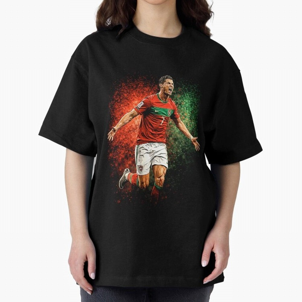 Cristiano Ronaldo Football Legend Oversized T-Shirt Honor the Football Icons of FIFA World Cup 2026 Group Stage for Fans of Messi, Neymar and Mbappe and Germany, Bringing Fan Favorite Moments, National Team Passion, Big Match Drama and Soccer