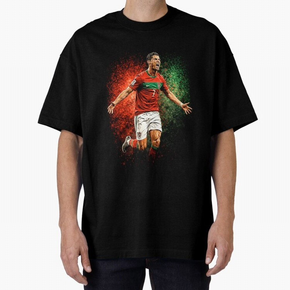 Cristiano Ronaldo Football Legend Oversized T-Shirt Honor the Football Icons of FIFA World Cup 2026 Group Stage for Fans of Messi, Neymar and Mbappe and Germany, Bringing Fan Favorite Moments, National Team Passion, Big Match Drama and Soccer