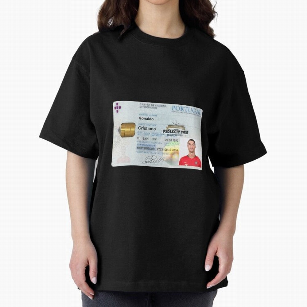 Cristiano Ronaldo CARD ID Oversized T-Shirt Celebrate Unforgettable Nights in Match Day Hype around FIFA World Cup 2026 USA Canada Mexico, Cristiano Ronaldo, Haaland and CR7, France, Football Festival Excitement, Trophy Ambitions, Country Rivalries