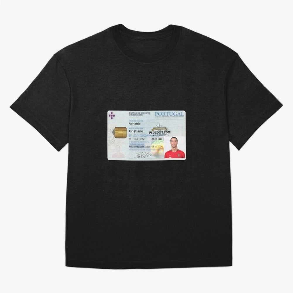 Cristiano Ronaldo CARD ID Oversized T-Shirt Celebrate Unforgettable Nights in Match Day Hype around FIFA World Cup 2026 USA Canada Mexico, Cristiano Ronaldo, Haaland and CR7, France, Football Festival Excitement, Trophy Ambitions, Country Rivalries