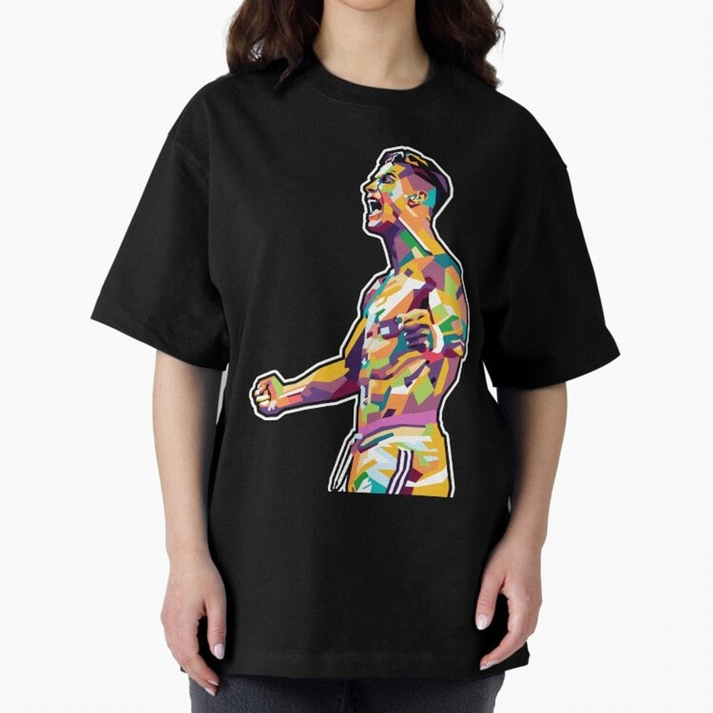 Cr7 Pop Art Oversized T-Shirt Celebrate the Road through the FIFA World Cup 2026 Group Stage Journey through CR7 and Messi Highlights, Argentina Pride, Champion Mindset, Group Stage Buzz, Knockout Tension and Passionate Fan Culture; Ideal for Fans