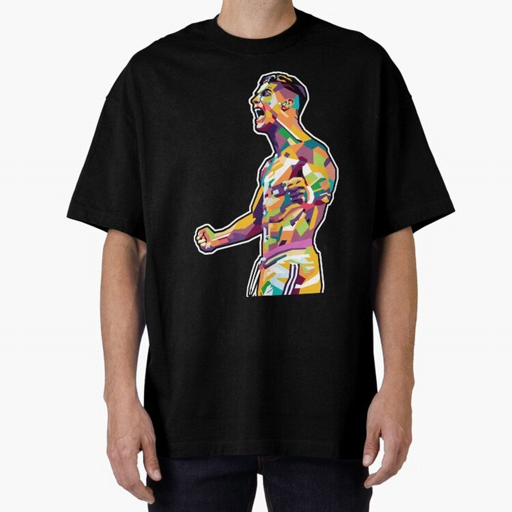 Cr7 Pop Art Oversized T-Shirt Celebrate the Road through the FIFA World Cup 2026 Group Stage Journey through CR7 and Messi Highlights, Argentina Pride, Champion Mindset, Group Stage Buzz, Knockout Tension and Passionate Fan Culture; Ideal for Fans