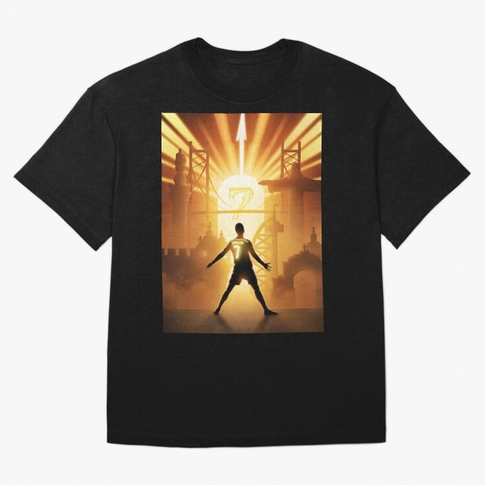 Celebration of Champions Art Poster Oversized T-Shirt Follow the Final Road of FIFA World Cup 2026 Spirit, Capturing France and Portugal, Messi and Cristiano Ronaldo, Goal Celebration Energy, Supporter Heritage, Football Icons and Worldwide