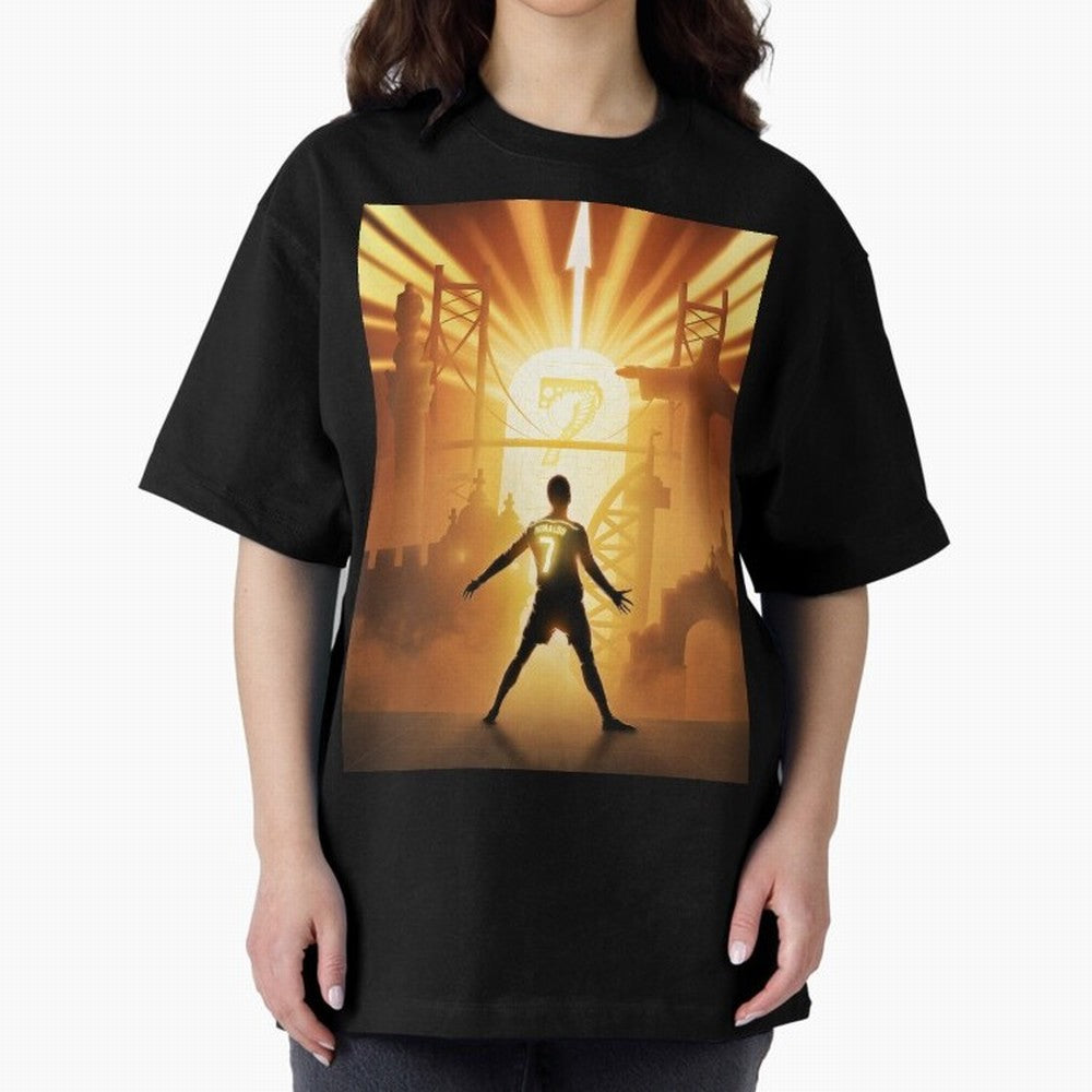 Celebration of Champions Art Poster Oversized T-Shirt Follow the Final Road of FIFA World Cup 2026 Spirit, Capturing France and Portugal, Messi and Cristiano Ronaldo, Goal Celebration Energy, Supporter Heritage, Football Icons and Worldwide