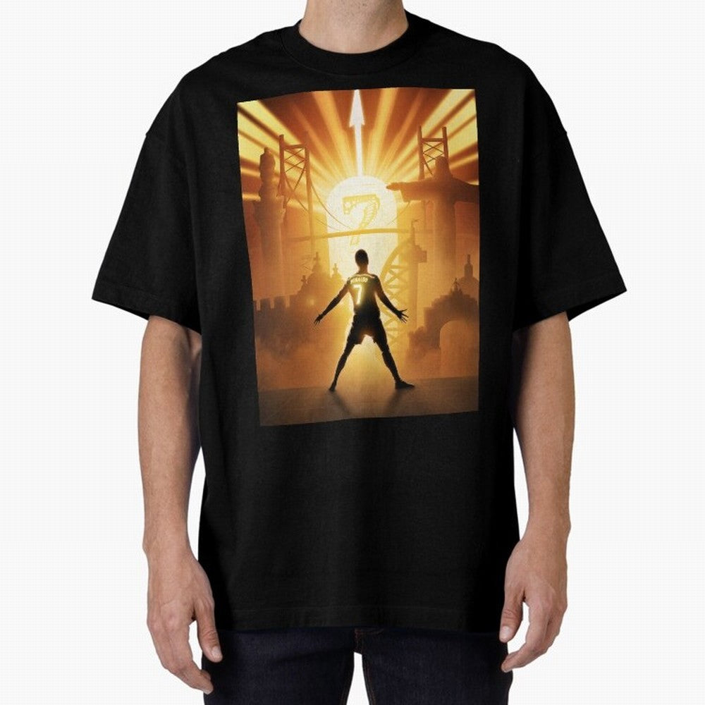 Celebration of Champions Art Poster Oversized T-Shirt Follow the Final Road of FIFA World Cup 2026 Spirit, Capturing France and Portugal, Messi and Cristiano Ronaldo, Goal Celebration Energy, Supporter Heritage, Football Icons and Worldwide