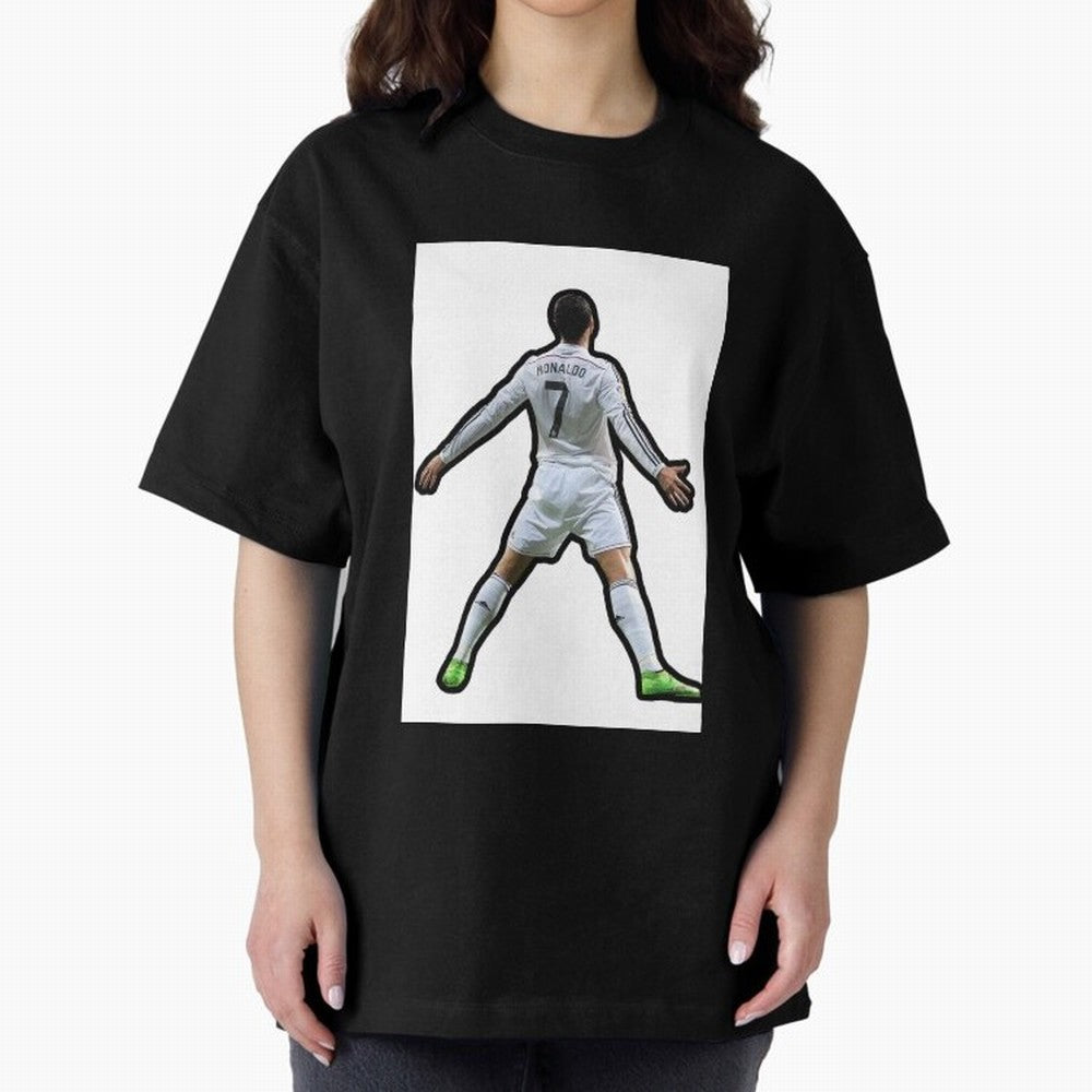 Cristiano Ronaldo Suii Sticker Oversized T-Shirt Show Passion for the Stars of FIFA World Cup 2026 USA Canada Mexico Spirit, Connected to Argentina, France and Brazil, Neymar, Haaland and Cristiano Ronaldo, Global Supporter Spirit, Legendary Goals,